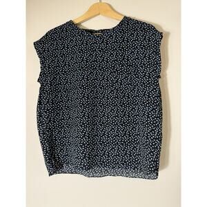 Mango Women Top Cap Sleeves Size XXS Polka Dot Pattern Crew Neck Preppy Light